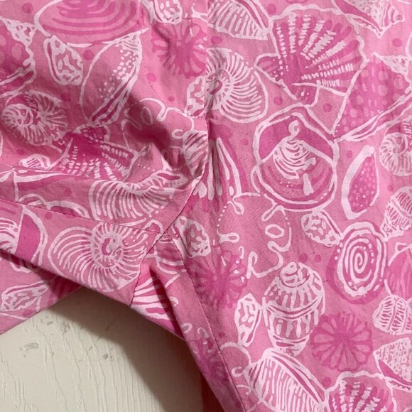 Lilly Pulitzer Womens Pink Seashell Crochet Trim Cropped Straight Leg Pants Sz 6 - Picture 7 of 9